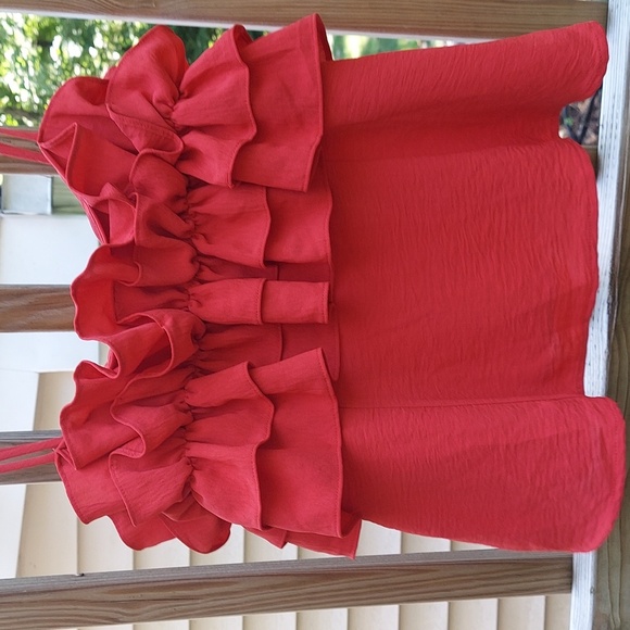Sienna Sky Red Ruffle Spaghetti Strap tank Top Women's Sz XL - Picture 9 of 12
